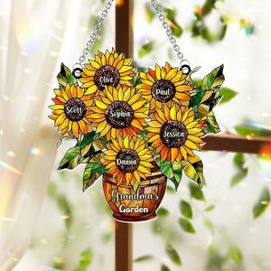 Grandma's Mom's Garden - Personalized Grandma Window Hanging Suncatcher Ornament