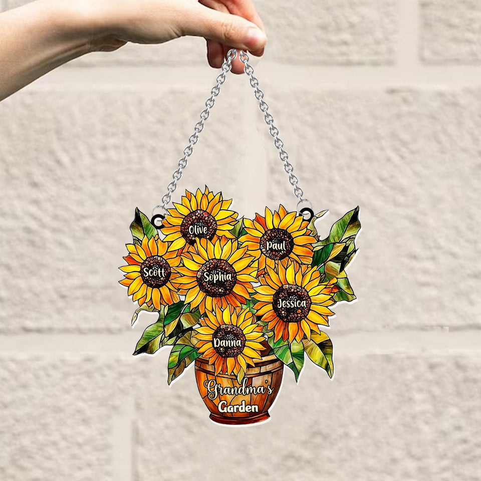 Grandma's Mom's Garden - Personalized Grandma Window Hanging Suncatcher Ornament