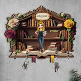 Welcome To My Happy Place - Personalized Book Custom Shaped Key Rack
