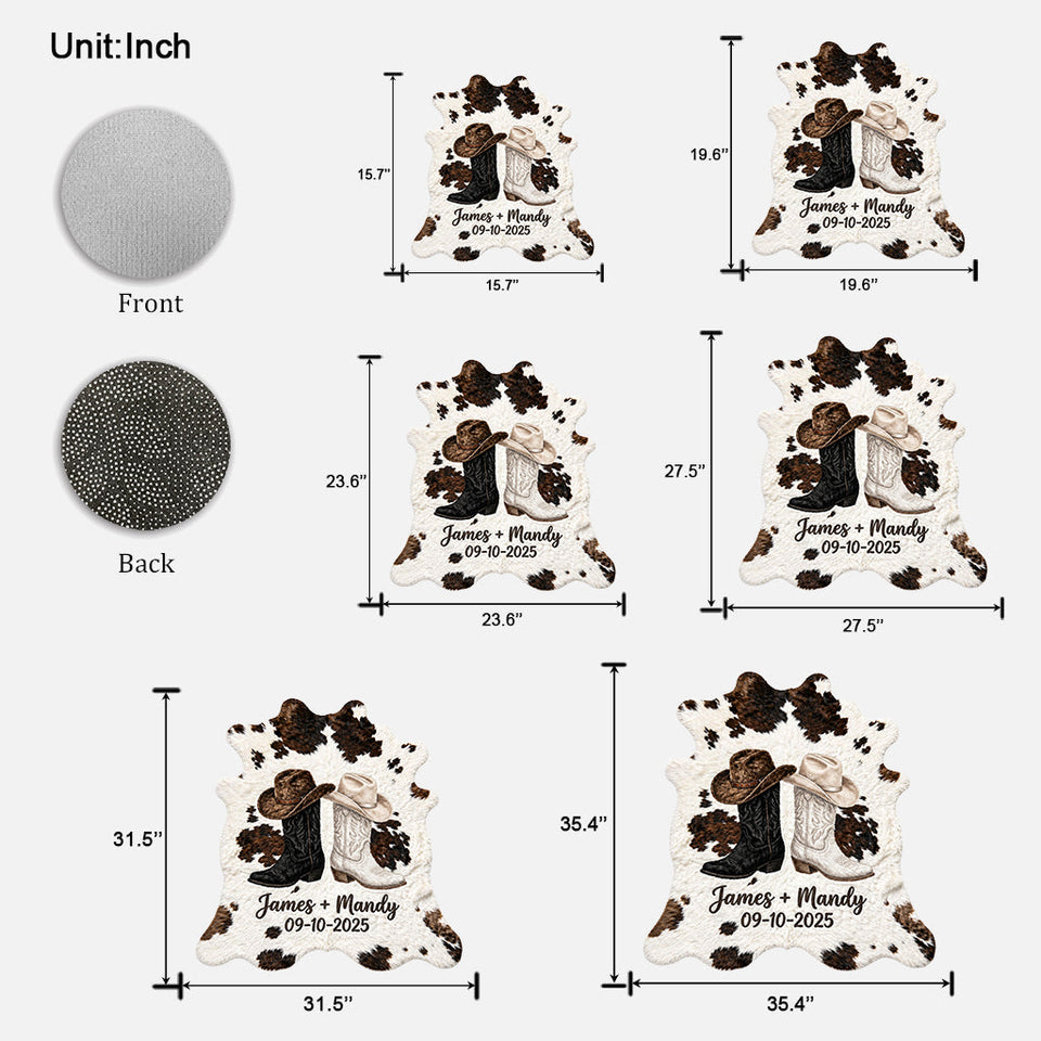 Farm House Decoration, Cowboy & Cowgirl Couple - Personalized Western Outfit Shaped Doormat/ Rug
