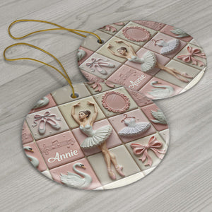 Love Ballet - Personalized Ballet Ceramic Circle Ornament