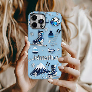 Skiing Makes Me Happy - Personalized Skiing Full Print Phone Case