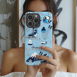 Skiing Makes Me Happy - Personalized Skiing Full Print Phone Case
