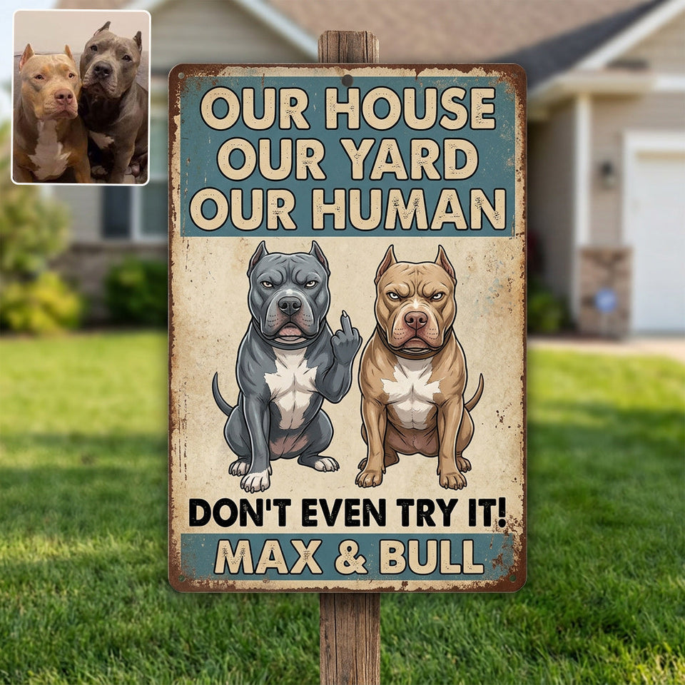Funny Waring Sign For Pet Owner - Personalized Dog Rectangle Metal Sign
