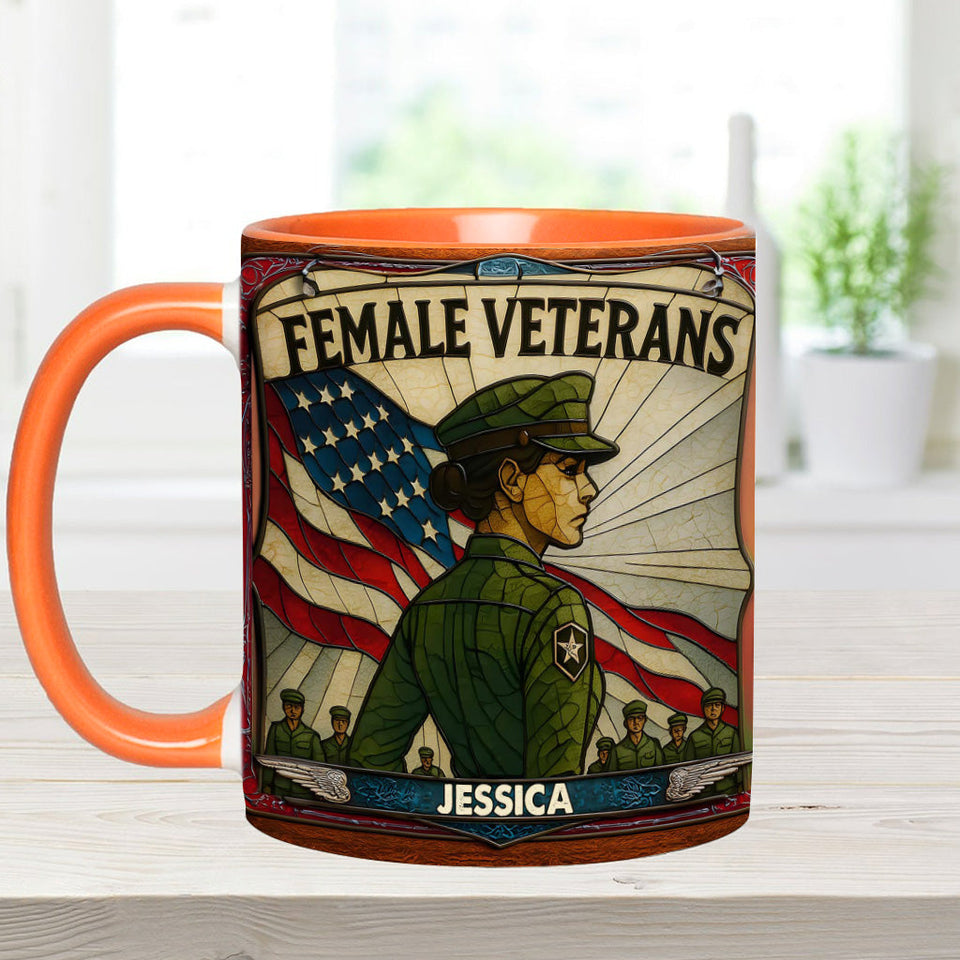 The Female Veteran - Personalized Veteran Accent Mug