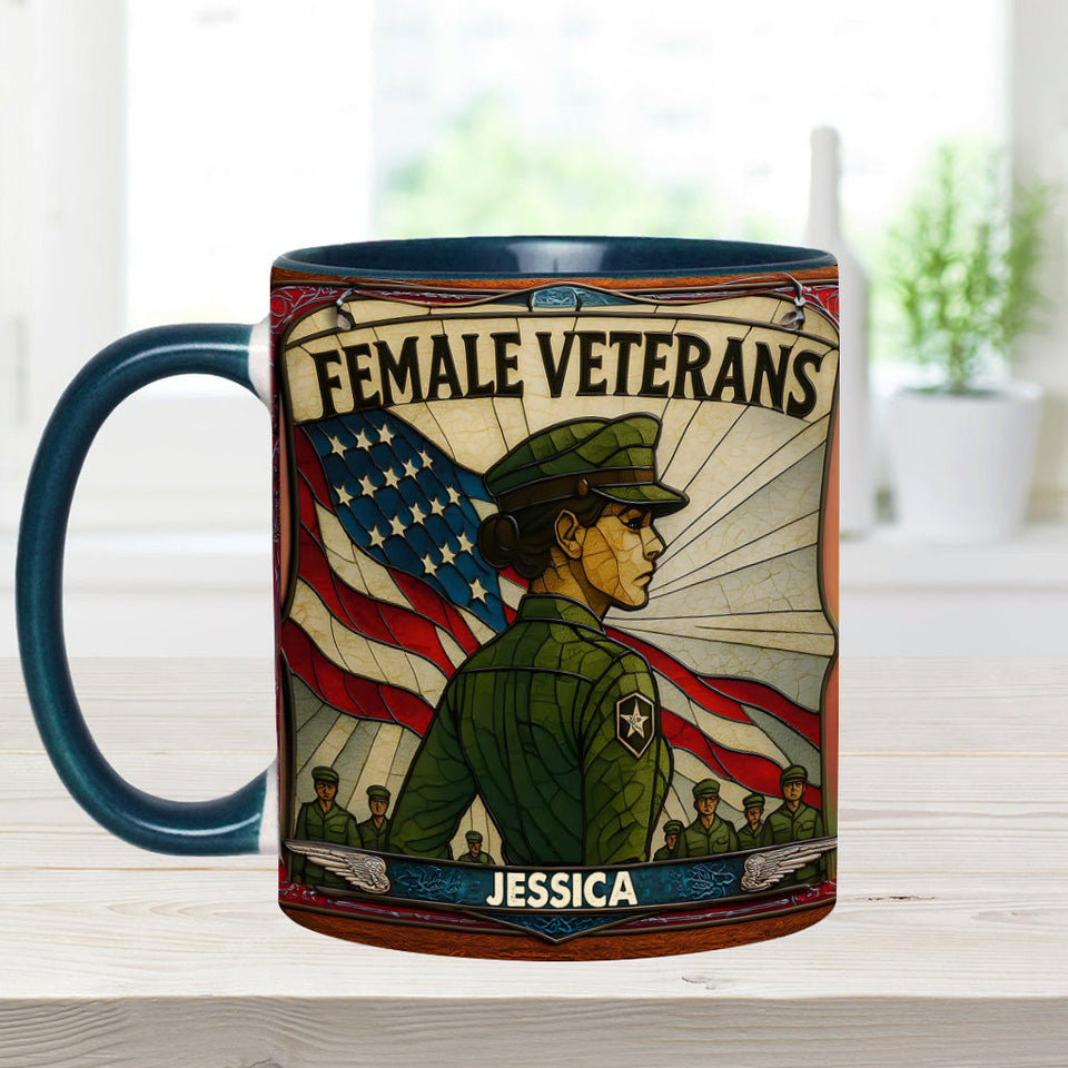 The Female Veteran - Personalized Veteran Accent Mug