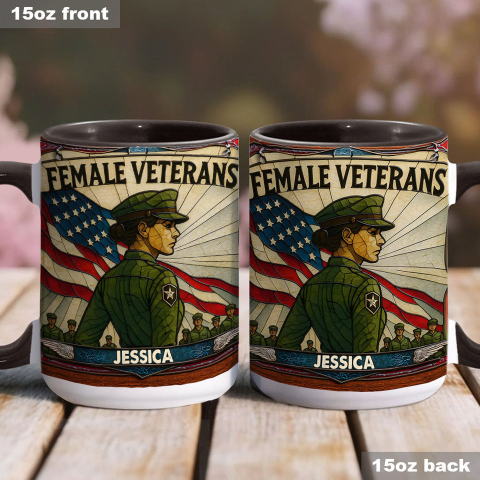 The Female Veteran - Personalized Veteran Accent Mug