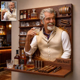 Whiskey Room Decor - Personalized Whisky Wooden Floating Shelf