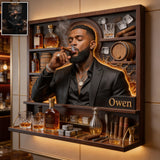 Whiskey Room Decor - Personalized Whisky Wooden Floating Shelf