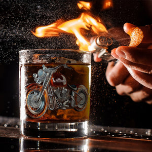 Love Motorcycle - Personalized Biker Whiskey Glass
