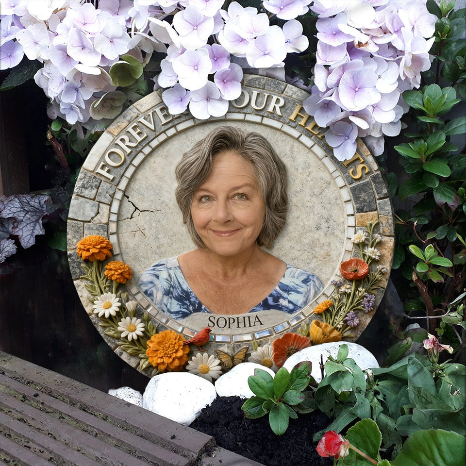 Forever In Our Hearts - Personalized Memorial Round Shaped Stone