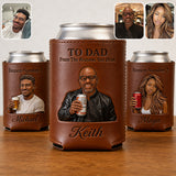 Cool Gift For Dad, Father's Day Gift - Personalized Father Leather Can Cooler