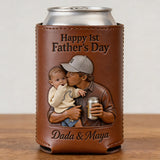 Cool Gift For Dad, Father's Day Gift - Personalized Father Leather Can Cooler
