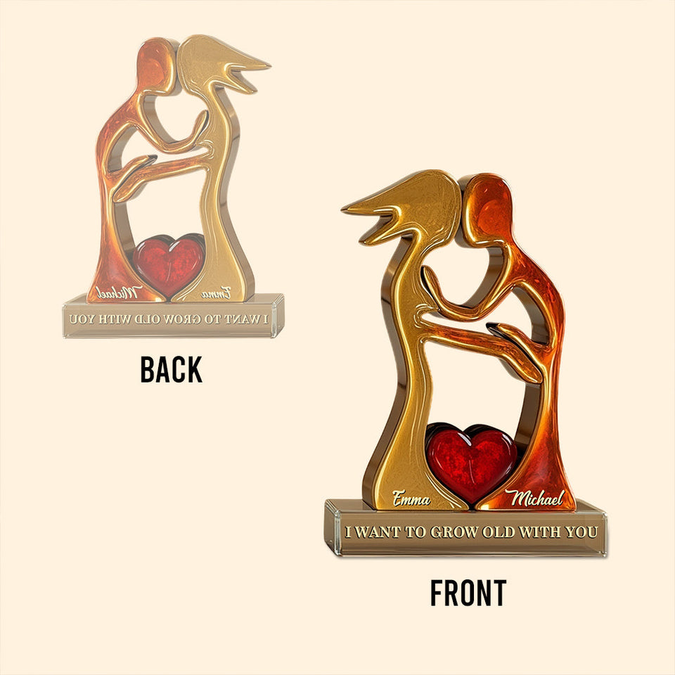 I Want to Grow Old With You - Personalized Couple Custom Shaped Acrylic Plaque