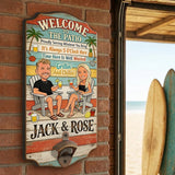 Welcome To Our Patio - Personalized Couple Wall Bottle Opener