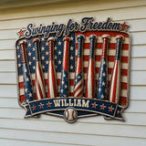 Play For Freedom - Personalized Baseball 3D Printed Cut Metal Sign