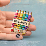 Pencil Crayon Teacher Lapel Pin - Personalized Teacher Pin