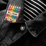 Pencil Crayon Teacher Lapel Pin - Personalized Teacher Pin
