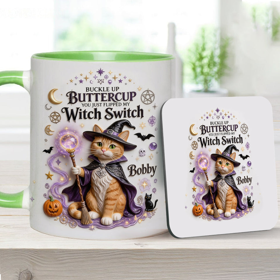 Cat Witch - Personalized Cat Accent Mug & Coaster