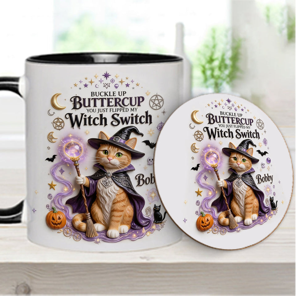 Cat Witch - Personalized Cat Accent Mug & Coaster