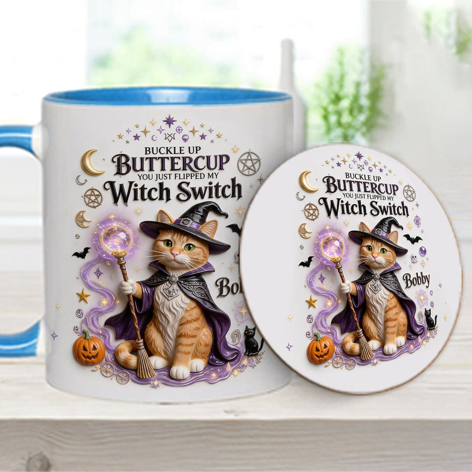 Cat Witch - Personalized Cat Accent Mug & Coaster