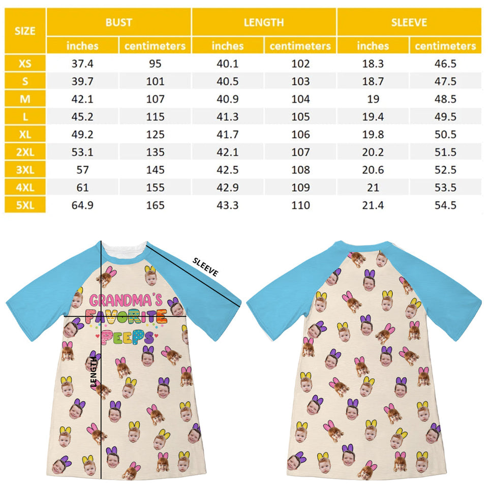 Grandma's Peeps - Personalized Kid Photo Sleep T-shirt Dress