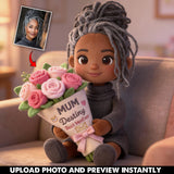 Custom Any Photo Beautiful Bouquet For Mom, Grandma - Personalized Mother Faux Fur Shaped Pillow