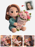Custom Any Photo Beautiful Bouquet For Mom, Grandma - Personalized Mother Faux Fur Shaped Pillow