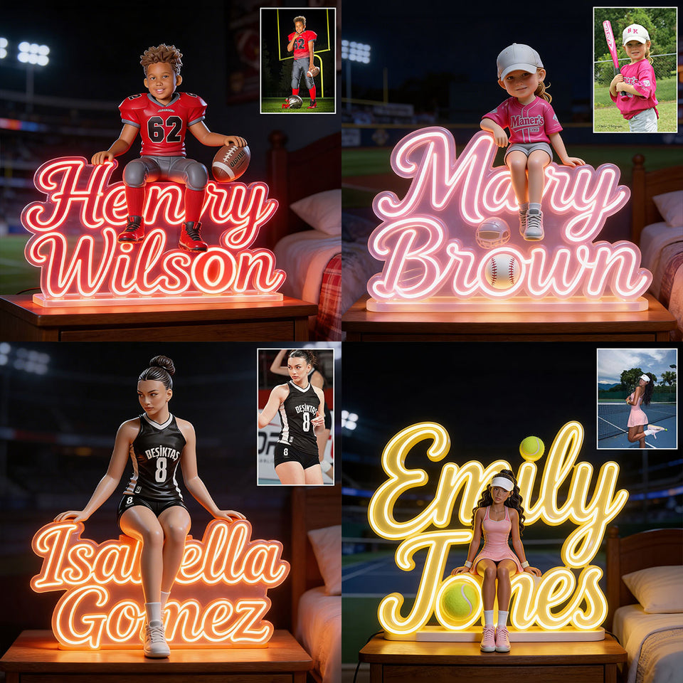 Custom Any Sport And Photo - Personalized Volleyball Acrylic LED Night Light