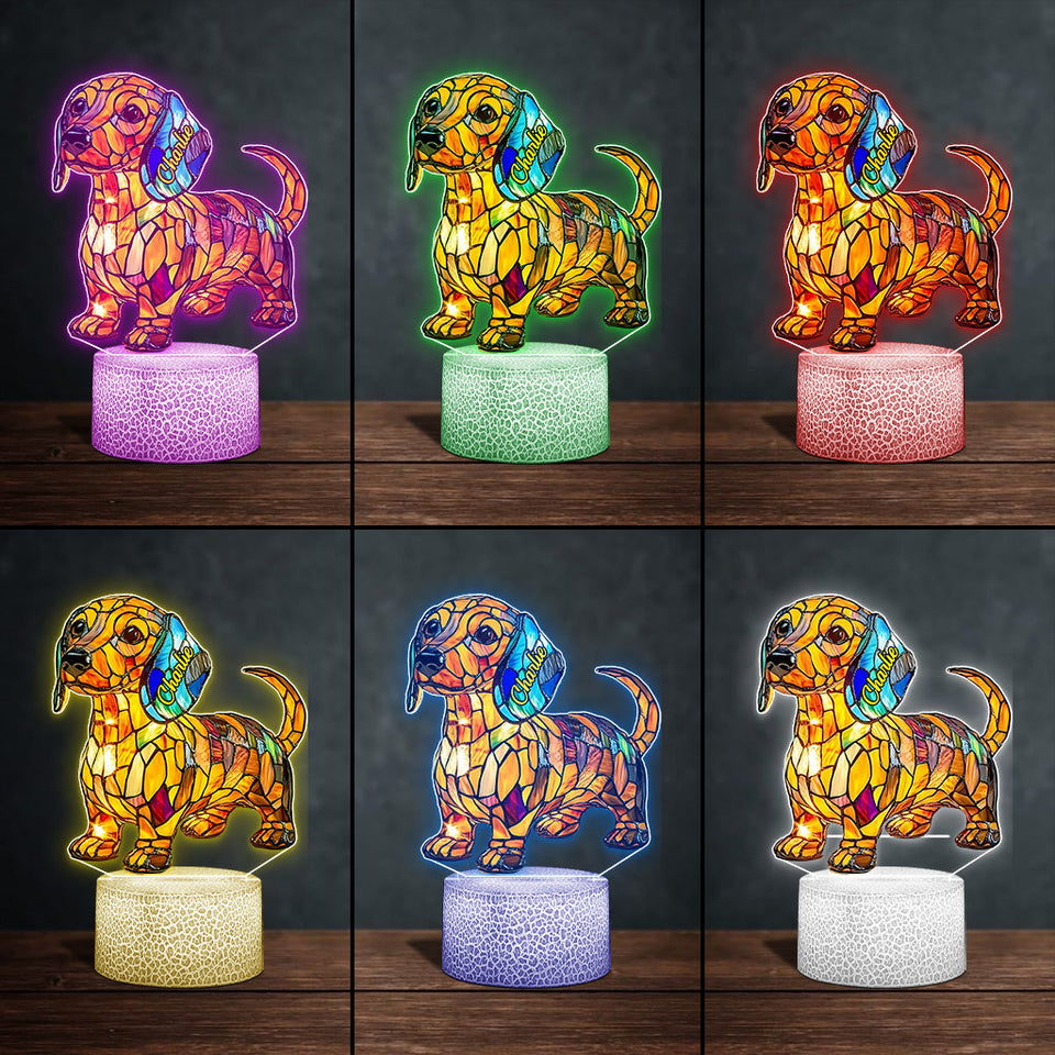Love My Dog - Personalized Dachshund Shaped Plaque Light Base