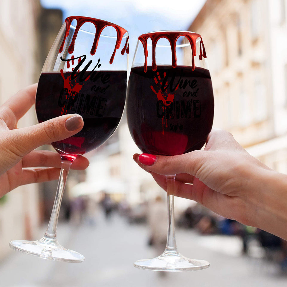 True Crime & Wine - Personalized True Crime Wine Glass With Long Stem