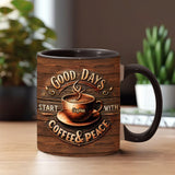 Good Days Start With Coffee & Peace - Personalized Coffee Accent Mug