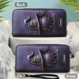 Magical Hat And Cauldron - Personalized Witch Leather Long Wallet