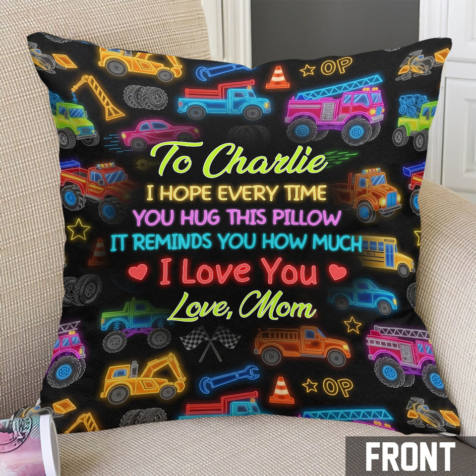 Vehicles Patern Colorful - Personalized Kid Throw Pillow