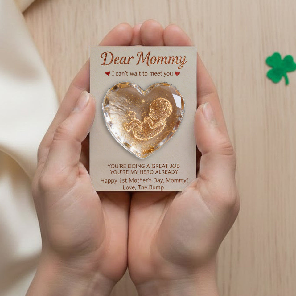 Baby Bump Crystal Pocket Hug - Personalized Pregnancy Pocket Hug Card