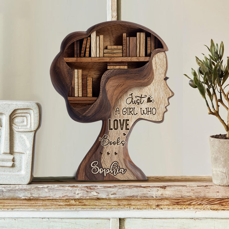 Just A Girl Who Loves Books - Personalized Book Custom Shaped Wood Plaque