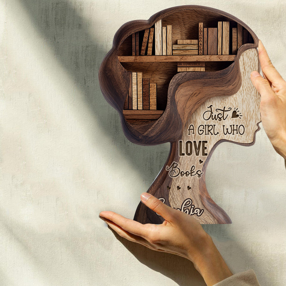 Just A Girl Who Loves Books - Personalized Book Custom Shaped Wood Plaque