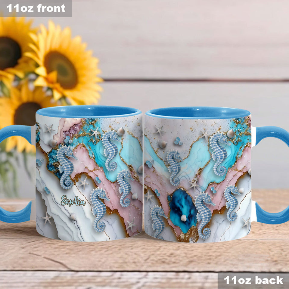 Salty Lil' Beach Turtle Mermaid Seahorse Dolphin - Personalized Sea Lover Accent Mug