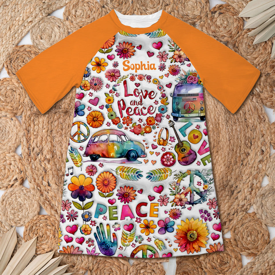 Hippie Souls - Personalized Hippie Sleep T-shirt Dress