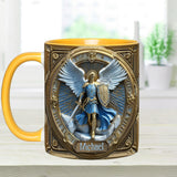Mug chrétien personnalisé avec ailes dorées et épée de l'archange Michel - Mug à message chrétien