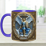 Mug chrétien personnalisé avec ailes dorées et épée de l'archange Michel - Mug à message chrétien