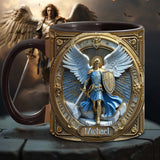 Mug chrétien personnalisé avec ailes dorées et épée de l'archange Michel - Mug à message chrétien