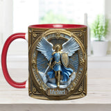 Mug chrétien personnalisé avec ailes dorées et épée de l'archange Michel - Mug à message chrétien