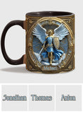 Mug chrétien personnalisé avec ailes dorées et épée de l'archange Michel - Mug à message chrétien