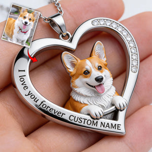 Custom From Any Photo - Personalized Dog Shaped Metal Pendant Necklace