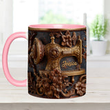 Just A Woman Who Loves Sewing - Personalized Sewing Accent Mug & Coaster