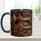 Just A Woman Who Loves Sewing - Personalized Sewing Accent Mug & Coaster