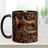 Just A Woman Who Loves Sewing - Personalized Sewing Accent Mug & Coaster
