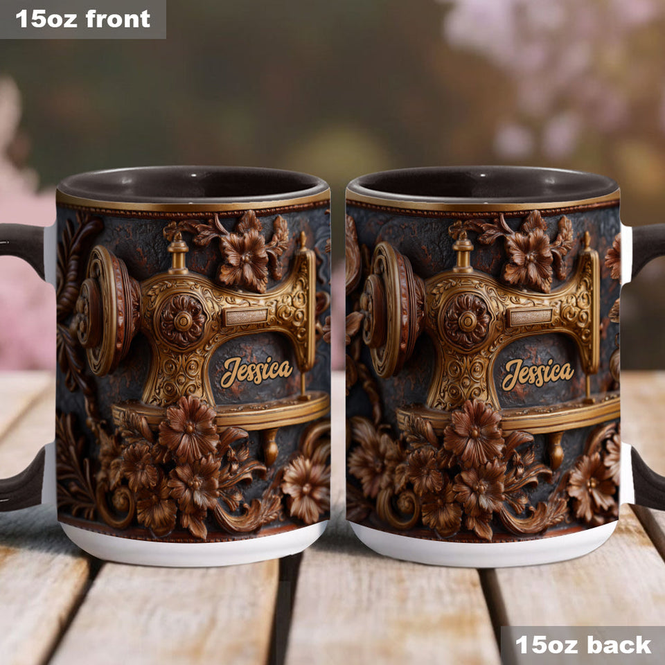 Just A Woman Who Loves Sewing - Personalized Sewing Accent Mug & Coaster