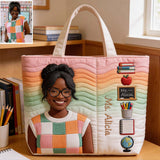 Best Teacher Ever - Personalized Teacher Quilted Tote Bag